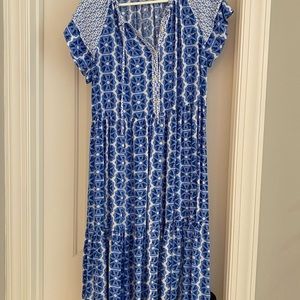 Blue and white midi Vineyard Vines dress.